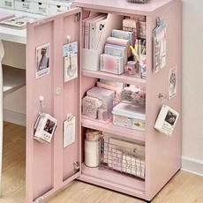 TCC글로벌 예쁜 철제 캐비넷 사물함 라커 수납장 원룸 꾸미기 인테리어, 플랫 도어, 핑크