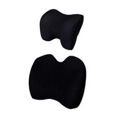 삼에스 7도 메모리폼 목쿠션 + 허리쿠션, 블랙, 1개