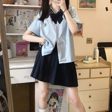 일본교복 코스프레사쿠라 반팔 상의 컨셉 졸업사진 셔츠, C. 코하나마치 셔츠 수채화 재고 있음, D. XL, 1개