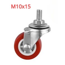 4 개/몫 1.5/2/2.5/3 인치 빨간색 PVC 캐스터 M8 나사 고정/범용/브레이크 바퀴 가구에 대 한 침묵 커피 테이블 도르래, 2 Inch, M10x15 Universal