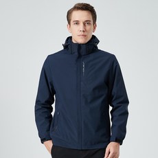 LARGE STORE 禦寒加厚素面連帽防風防水衝鋒外套 男生防風保暖外套 衝鋒衣