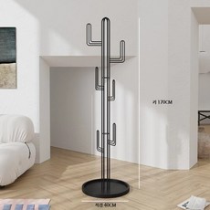북유럽 디자인 코너 스탠드 옷걸이 거실 침실 수납 행거, 4_무광블랙선인장고급형