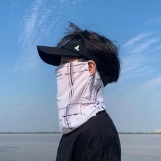 釣魚防曬面罩 男款夏季全臉防紫外線冰絲臉罩 護頸騎行遮脖子, 白色, 1個