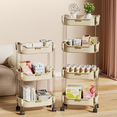 落地零食收納架 小推車置物架 廚房臥室客廳收納架子, 粉色,2層, 1個