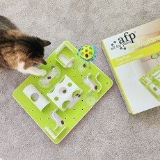All For Paws 고양이 먹이퍼즐 퍼즐노즈워크 난이도조절 공놀이 사냥놀이 간식먹이 IQ장난감 분리불안해소 비만방지, 1개, 크라미 그린