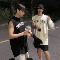 HYC 韓國代購 PEACEOUT 純棉運動背心 男士無袖健身休閒坎肩上衣
