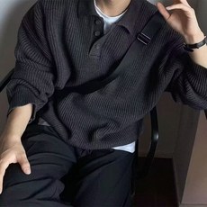 好評優選美式港風日系Polo毛衣男款慵懶寬鬆復古休閒翻領針織衫韓版潮流