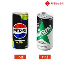 롯데 칠성사이다 제로 펩시제로 2종 30캔 세트, 30개, 210ml