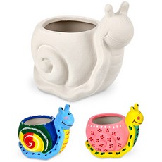 [만들기대장]DIY 채색화분 - 달팽이+물감+붓+팔레트 미니다육이화분 캐릭터화분 달팽이화분 식목일행사 식물키트