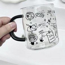 kiki 情侶漱口杯 可愛簡約刷牙杯 洗漱杯 兒童情侶刷牙套裝 創意學生牙缸, 1個, 升級款黑色卡通印花款