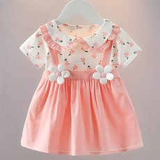 Annie 女童娃娃領連衣裙 碎花圖案 吊帶裙