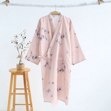 여성 유카타 가운 호텔 기모노 홈웨어 여성용 하오리, 핑크 잉크 뱀부, 1개