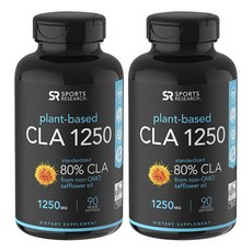 SPORTS RESEARCH 80%共軛亞麻油酸軟膠囊 1250mg Vegan 無麩質, 90 件, 2個