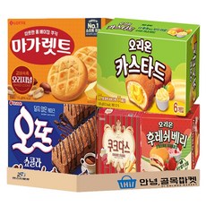 사무실 과자 5종 세트 ( 오리온 오뜨 쇼콜라 + 크라운 쿠크다스 + 롯데 마가렛트 + 후레쉬베리 + 카스타드 ) 탕비실 스낵 세트, 1세트, 곽과자 5종