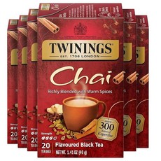Twinings 얼 그레이 엑스트라 스트롱 홍차 개별 포장 백 20개 (1팩) 시트러스 및 베르가못 맛 카페인 뜨겁거나 차갑게 즐기기 티백 20개, 차이, 1