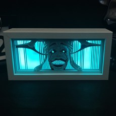 나 혼자만 레벨업 스오 슌 3D 무드등 (종이 아트 라이트), 16색 RGB 리모콘 모델 [목재 프레임], 석상 [종이 조각 램프]