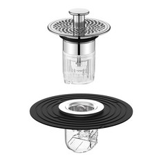 투데이리빙 2종 세트 세면대 트랩+하수구 트랩 욕실 주방 배수구 냄새 악취 벌레 해충 차단 배수관 부속품 일체형 바닥형 마개 덮개, 2개