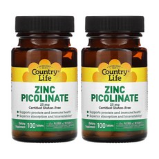 Country Life 컨트리 라이프 징크피콜리네이트 25mg 100정 1+1 칼슘 아연 함유