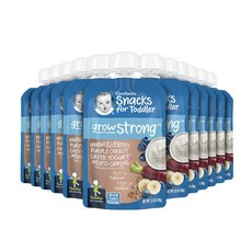 거버 스테이지 2 베이비푸드 퓨레 파우치, 12개, 99g, 바나나 블루베리 보라당근 그릭요거트 잡곡