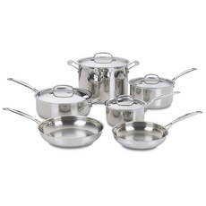 쿠진아트 셰프 클래식 냄비프라이팬 6종 세트, 스킬렛 20.3cm + 스킬렛 25.4cm + 스탁팟 7.6L + 소스팬 1.4L + 소스팬 2.8L + 소테이 팬 3.3L, Stainless Steel, 1개