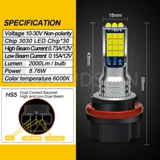 호환 LED 오토바이 헤드라이트 전구 스쿠터 모페드 ATV 하이 로우 빔 혼다 PCX125 PCX 125 DIO Z4 AF54-56, 02 HS5, 01 China Mainland