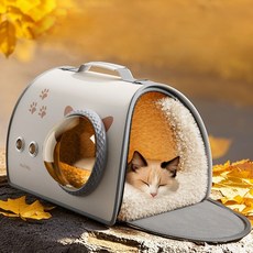 HAM 캣틀즈 반려동물 이동가방 안감 기모 탈부착 사계절 공용, 1개, 화이트