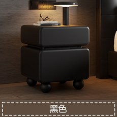 中古奶油風實木烤漆牀頭櫃意式極簡小戶型輕奢高級感臥室儲物櫃子, 【A17實木烤漆】黑色:40X40X50CM