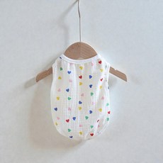 루핑 강아지 순면 면거즈 민소매 실내복 잠옷, 1개, 레인보우 하트