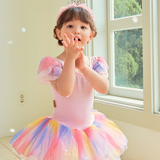 [삐에아떼르] 스냅형 발레복 아이리스 1404 반팔 파티핑크