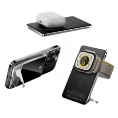 루비크 초슬림 초경량 맥세이프 보조배터리 고속 무선 3 in 1 애플워치 에어팟 충전 0.8cm, 5000mAh, 골드 티타늄, 1개