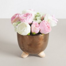 (3+1) 도자기 원형 수반 로우브론즈 10x9cm 조화꽃 전용 인테리어 화분 장식 소품 원예 용품 가드닝, 로우브론즈수반