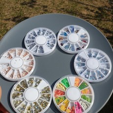 페디보석 젤 네일 아트 파츠 재료 큐빅 6종, 금색도형