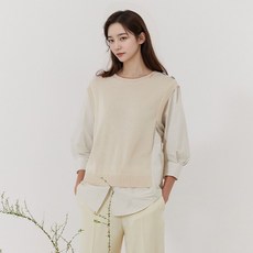 [최초가 59000원]로베르 셔츠 레이어드 버튼 니트