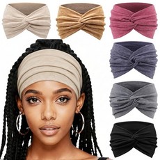 AQOKKA 여성용 엑스트라 와이드 머리띠 대형 터번 헤드밴드 미끄럼 방지 보헤미안 탄성 헤어밴드 헤어 트위스트 매듭 헤드 밴드 액세서리