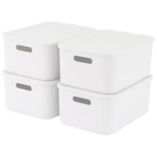 엠비코 국내산 다용도 팬트리 리빙박스, 화이트, 4개