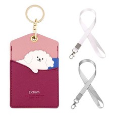Eloham 카드목걸이 카드케이스 키링 목걸이 파우치 지갑 키링 홀더 열쇠고리 키홀더 목걸이 2줄 포함, 3세트, 테디+목걸이 2줄, A형