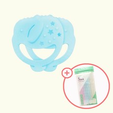 플렉사 아기띠 침받이 치발기+빨대60P, 플렉사 코끼리 치발기_블루+빨대60P, 1개, 단품
