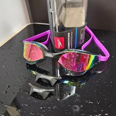 Speedo Professional 고화질 편안한 안개 방지 수영 안경 남성용 및 여성용 방수 고글, 01 adjustable, Electroplating purpl