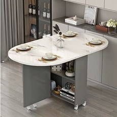 이동식 조리대 이동조리대 미니 미니인덕션 HLE 100x50, 타원형(프리미엄 그레이비+화이트 마블링), 140x70x77cm, 1개