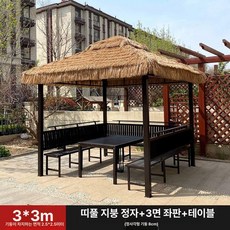 워리픽 방가로 야외 테라스 쉼터 바베큐장 정원, 고급형 3x3 좌판 테이블 포함 8cm 기둥