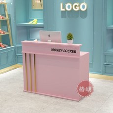 【椿嶼】餐飲吧臺服裝店收銀臺前臺理髮店小吧臺弧形美髮店吧臺菜鳥驛站, 1個, 白色浪漫,80x50x100cm免費定製logo