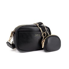 Andiker 여성용 소형 크로스바디 백 조절 가능한 와이드 스트랩이 있는 스퀘어 크로스 바디 지갑 탈착식 미니 동전 지갑 블랙. 모던.