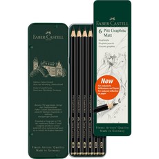 FABER-CASTELL 輝柏 Pitt Graphite Matt 亞光素描鉛筆鐵盒套組, 1個, 6入套組 115207,全館商品滿500元出貨(不含運費), N/A