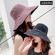 그물 붉은 어부 모자 여성 조커 여름 모자 봄과 가을 조수 양면 넓은 태양 모자, 어쩌면 사랑-블랙, 1개