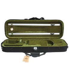 高檔小提琴琴盒，抗壓帆布帶鎖，復古超輕便雙肩背帶，專業大譜袋箱包，小提琴硬盒, 4/4內綠外黑, 1個