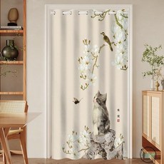 墟里居 空調門簾隔斷簾防冷氣擋風布隔熱遮擋簾布簾免打孔推拉中式房間, 民俗輕語3,(寬55-80門用）120*150高