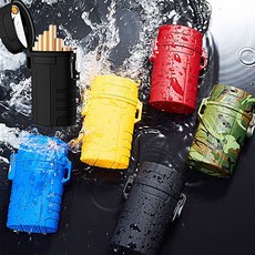 특이한 usb 충전식 라이터 일체형 원통형 방수 담배 케이스 파우치 20개피 담배갑 목걸이줄 세트, 블랙 mt042,, 1개