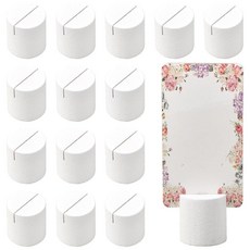 SOFPLATE 24피스 나무 플레이스 카드 홀더 테이블 번호 스탠드 화이트 소형 실린더 소박한 결혼식 이름 파티 장식 사진 메뉴 디스플레이 사인 기념일 장식용 1685, SOFPLATE 24피스 나무 플레이스 카드 홀더 테이