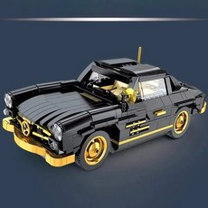 Zhijing 하이테크 빈티지 자동차 gullwing 빌딩 블록 교육 장난감 생일 선물 스태킹 블록(Black), 1개