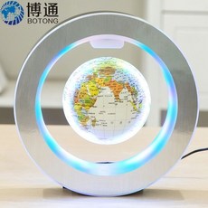 磁懸浮地球儀 辦公桌擺件紀念畢業禮物 創意禮品 耶誕節禮物 發光自轉 磁懸浮C形LED燈地球儀 懸浮地球儀3寸, 4寸圓形白色中文（自轉）
